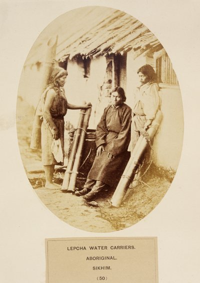 Lepcha Wasserträger, Ureinwohner, Sikkim, aus Die Völker Indiens, von J. Forbes Watson, veröffentlicht 1868 von English Photographer